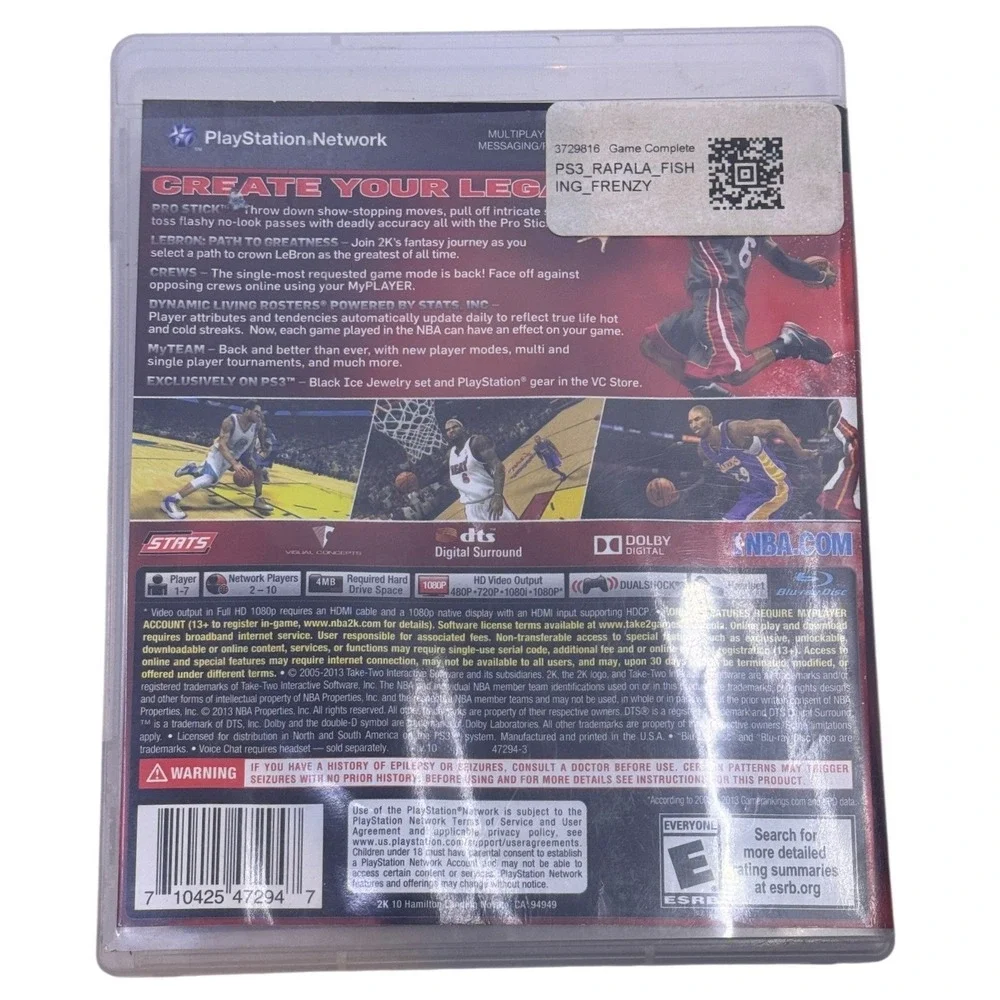 NBA 2K14 Sony PlayStation 3 PS3 Basketball Video Game LeBron James Cover CIB
